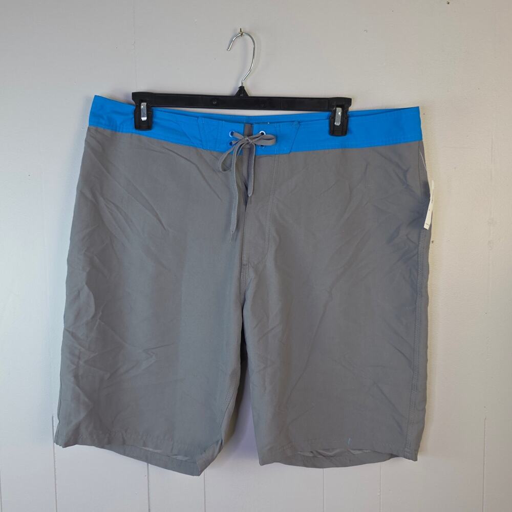 New Old Navy Men's Board Shorts 40 Gray Blue Colorblock Swim Trunks